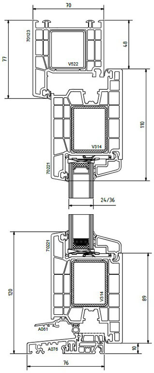 Ansicht KBE 70 Profilschnitt